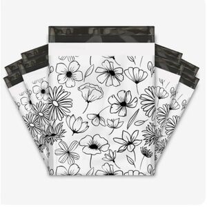 20 (10” x 13”) Black and White Floral Poly Mailers Poly Bags NEW